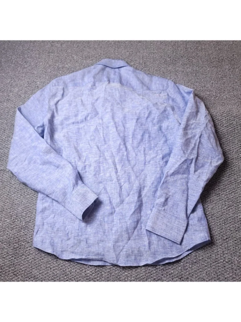 UNTUCKit Santo Linen Shirt Mens L Large Slim Blue Button Long Sleeve